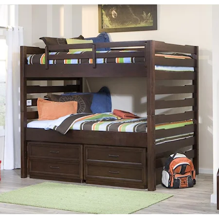 Basic Twin Over Twin Bunk Bed with Underbed Storage